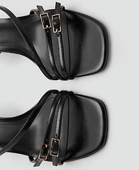 Mango Women's Straps Kitten Heel Sandals
