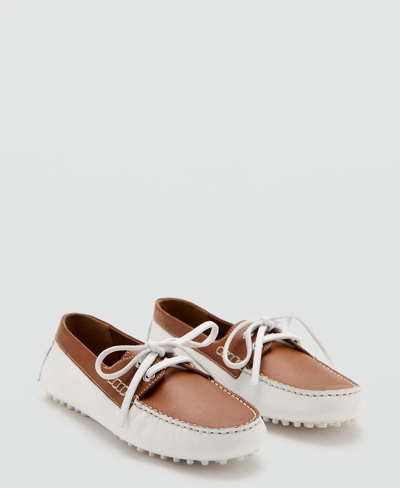 Mango Women's Multicolor Leather Boat Shoes