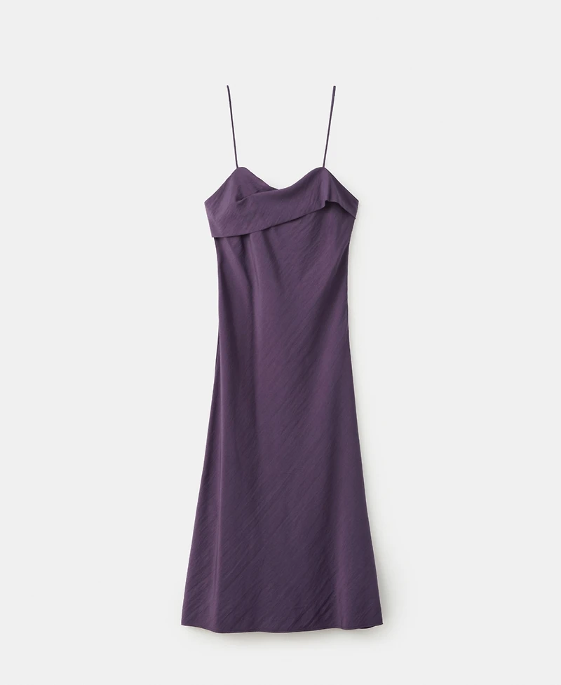 Mango Women's Crossed Neckline Midi Dress