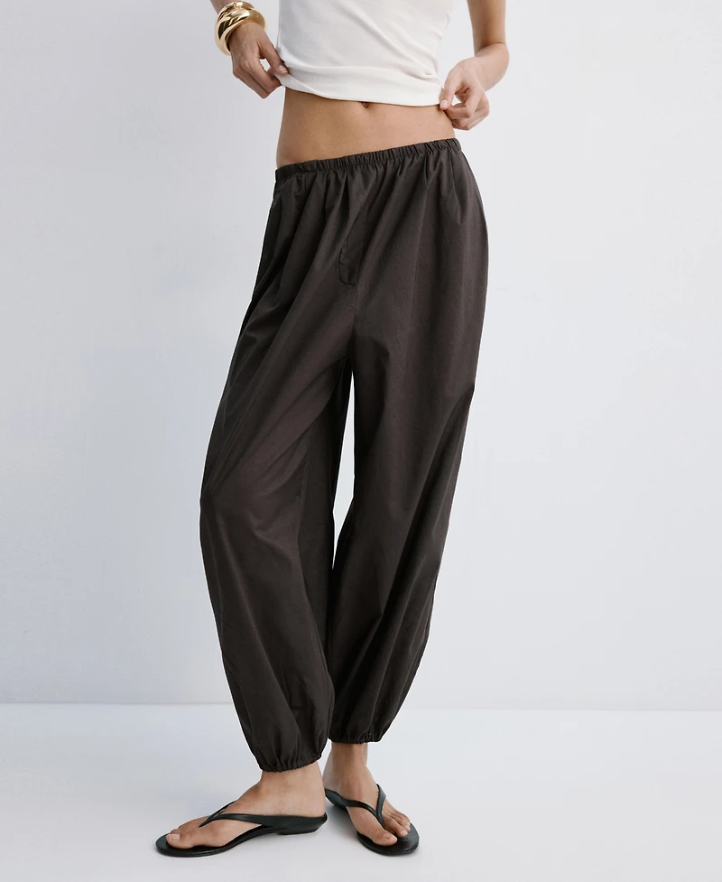 Mango Women's Baggy Cotton Pants