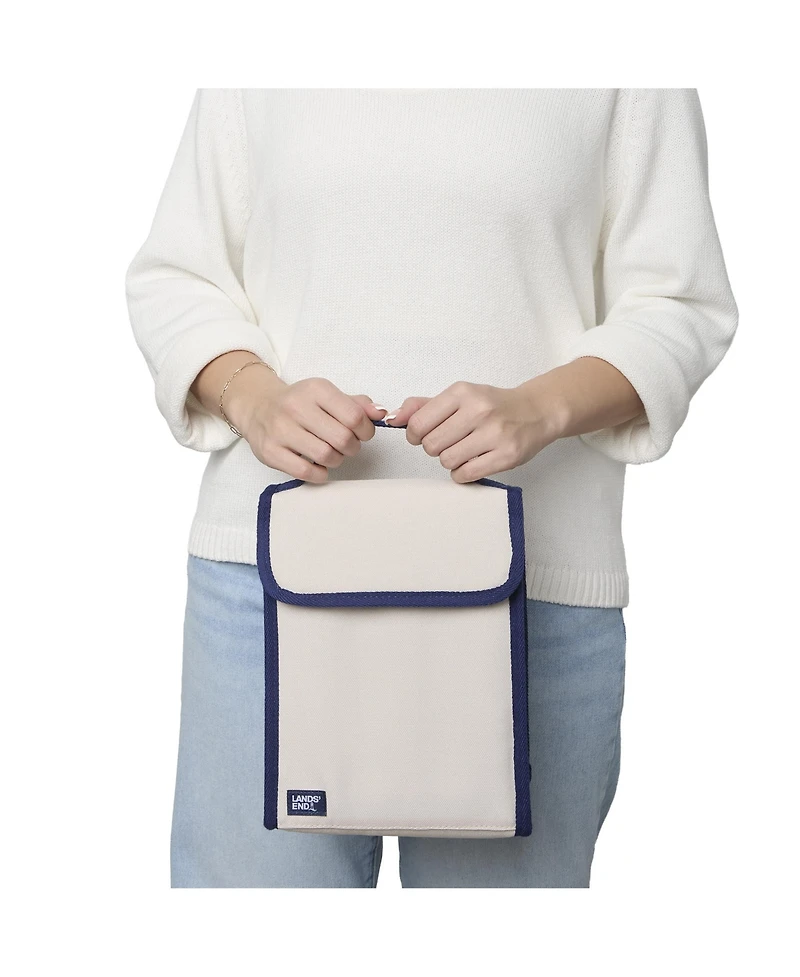 Lands' End Small Cooler Bag Polyester Canvas, Soft Lunch Box for Women and Men