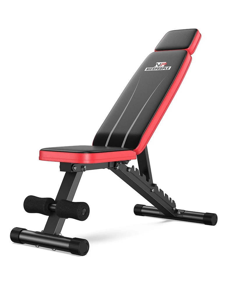 Fed Fitness Adjustable Weight Bench, 660LBS Heavy Duty Workout Bench with Headrest and 8 Backrest Angles, Foldable Strength Training Bench Home Gym