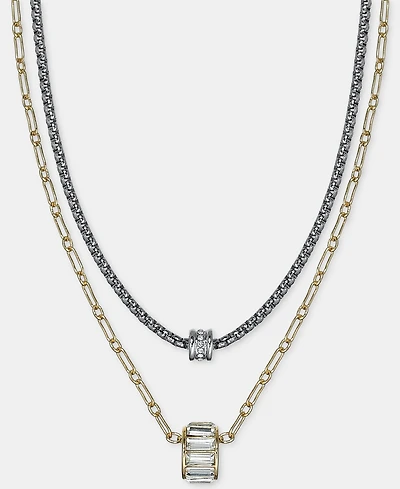 On 34th Two-Tone Crystal Two-Row Pendant Necklace, Macy's Exclusive