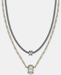 On 34th Two-Tone Crystal Two-Row Pendant Necklace, Macy's Exclusive