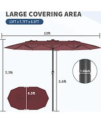 gaomon 3-Head Outdoor Patio Umbrella for Poolside, Lawn and Backyard, Without Base