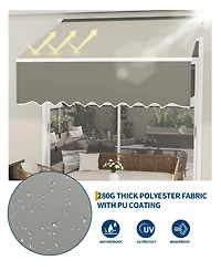 gaomon 10'x8inches Retractable Waterproof Patio Awning, Sun Shade Awning with Manual Crank Handle,
