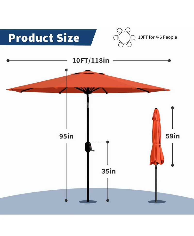 gaomon Feet Outdoor Table Patio Umbrella, Waterproof Uv Protection for Garden, Backyard