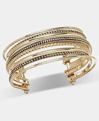 Style & Co Gold-Tone Textured Layered Cuff Bangle Bracelet, Macy's Exclusive