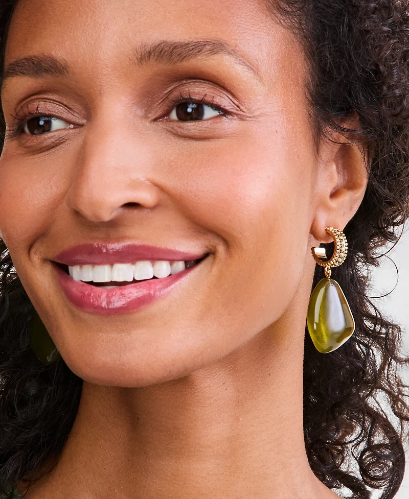 Style & Co Green Jewel Huggie Drop Earrings, Macy's Exclusive