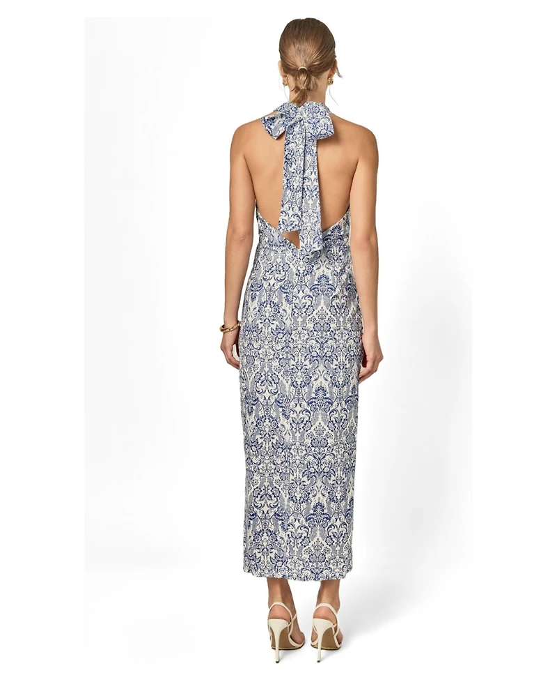 English Factory Women's Printed Halter Cutout Maxi Dress