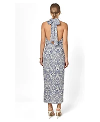 English Factory Women's Printed Halter Cutout Maxi Dress