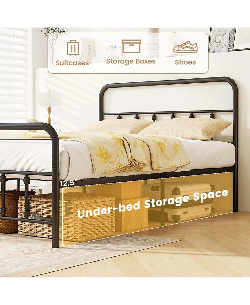 Costway Bed Frame with Headboard Under Bed Storage No Box Spring Needed