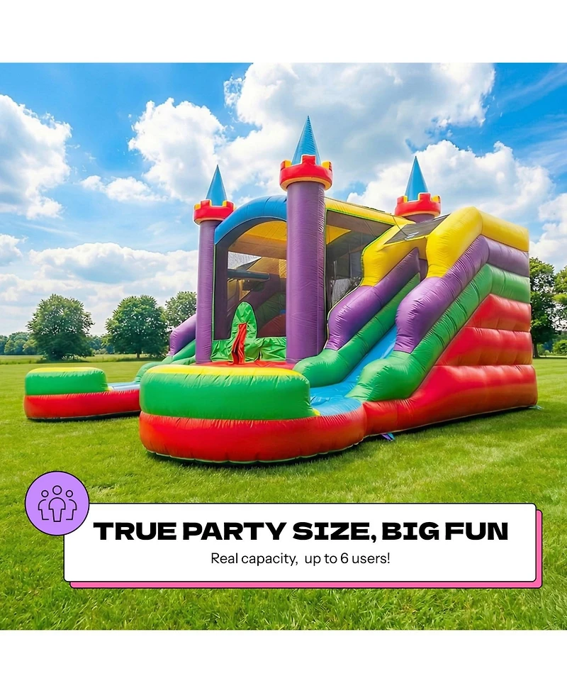 Pop Jump Rainbow Castle Bounce House and Double slide Combo