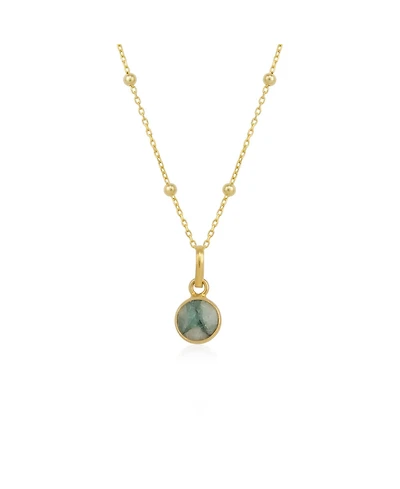 Spero London Sterling Silver Natural Circle Pendant Necklace With Beaded Chain