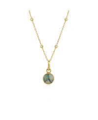 Spero London Sterling Silver Natural Circle Pendant Necklace With Beaded Chain