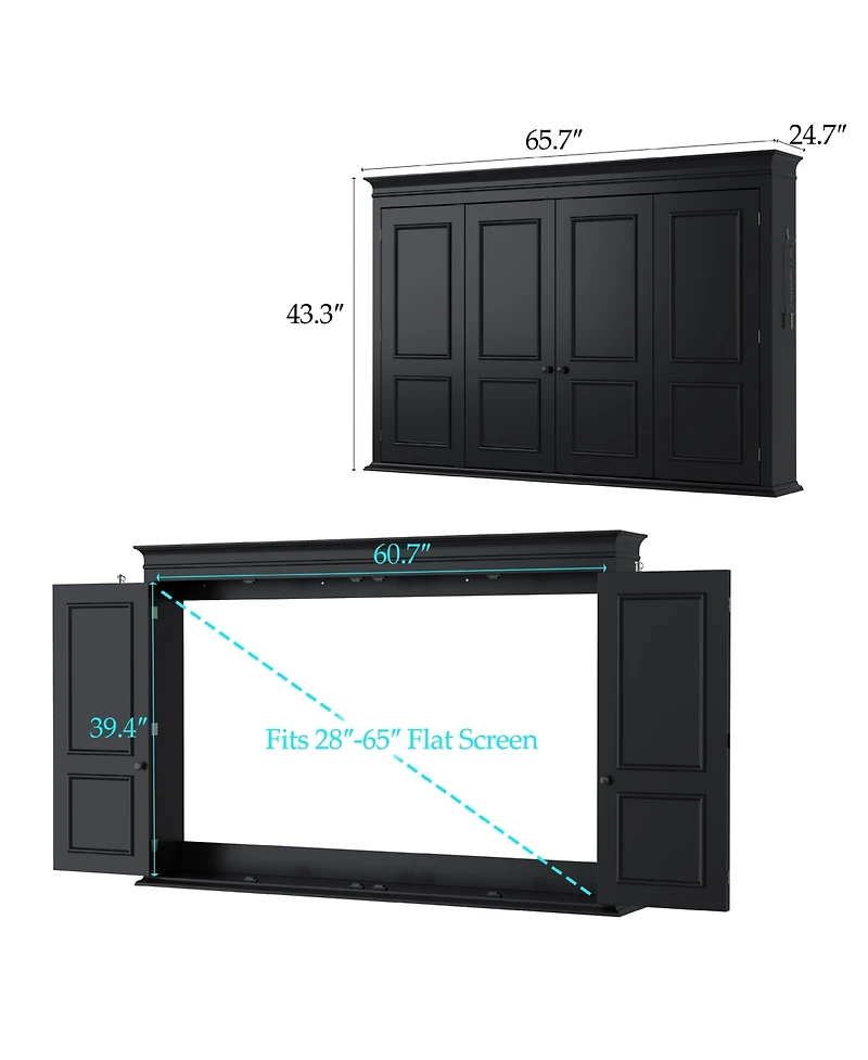 Homsee Tv Cover Retro Dust Protector and Media Console | Foldable and Wall-Ventilated Tv Cabinet