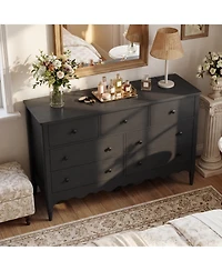 Aheaplus 47" Wooden 7-Drawers Cabinet, Farmhouse Dresser for Badroom