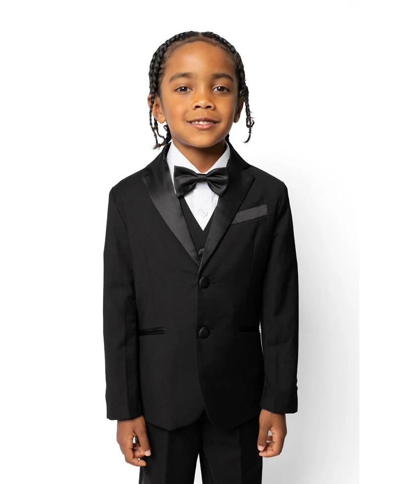 Peanut Butter Collection Toddler Boys Slim Fit 5-Piece Shirt, Bowtie, Jacket, Vest and Pants Tuxedo Set