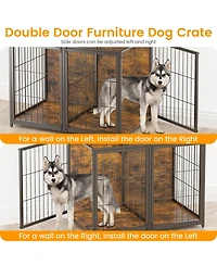 gaomon Dog Crate Furniture, 42.5 Inch Dog Kennel with Divider, Flip Top Dog Crate End Table with Divider, Large Dog Cage for Indoor