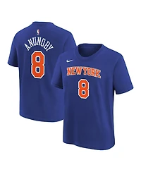 Nike Big Boys and Girls Og Anunoby Blue New York Knicks Icon Name & Number T-Shirt