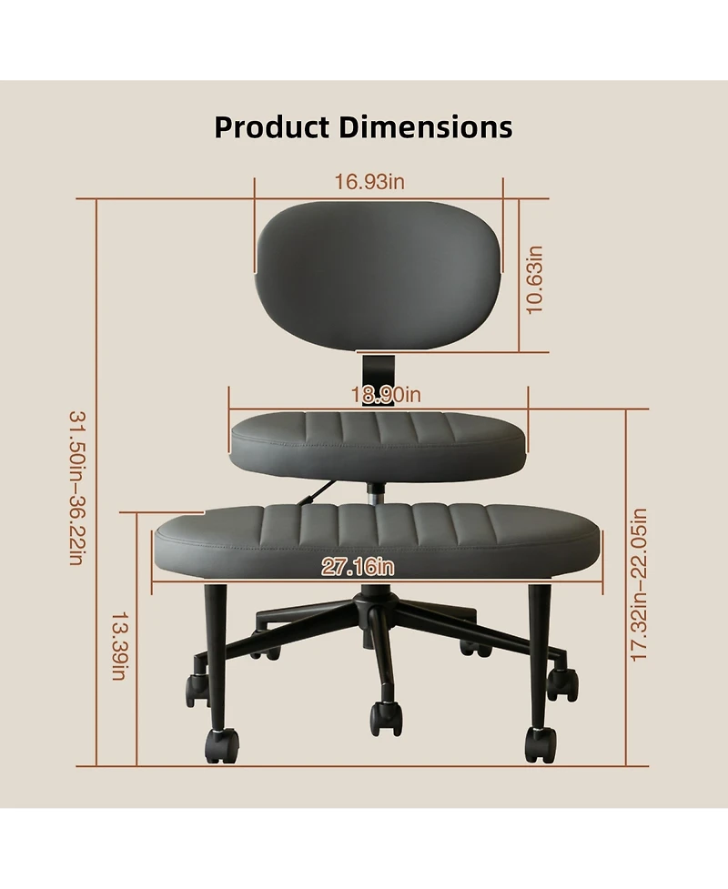 Rainsken 360 Degree Swivel Meditation Chair, Adjustable Office Chair, Adhd Fidget Desk Chair, with Lumbar Support and Rolling Base for Home