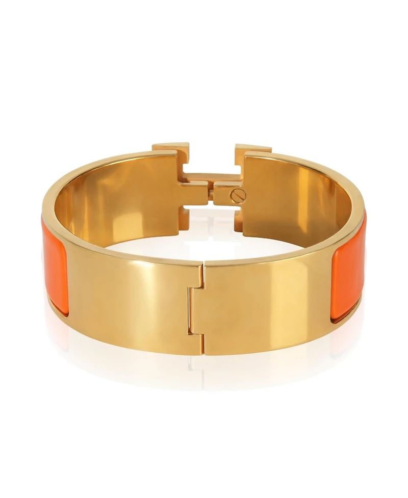 Pre-Owned Hermes Gold-Plated Clic Clac In Orange Fruite Bracelet