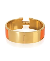 Pre-Owned Hermes Gold-Plated Clic Clac In Orange Fruite Bracelet