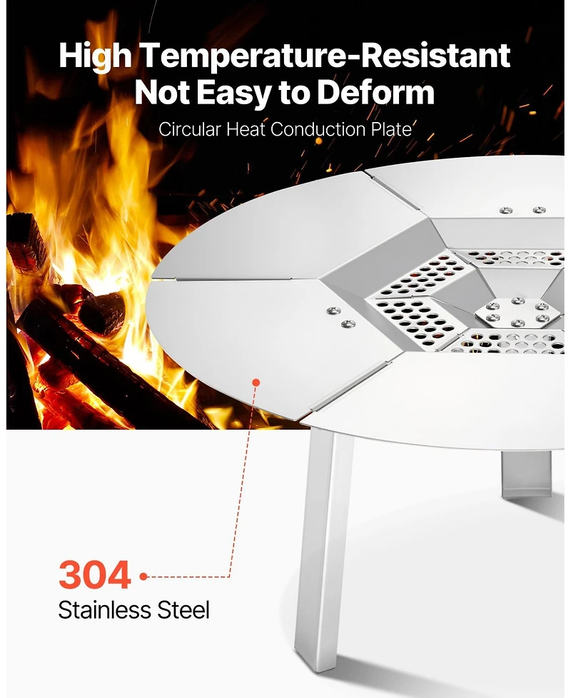 Cozito Fire Pit Heat Deflector, 20 inches Round Stainless Steel Heat Diffuser Burner Cover
