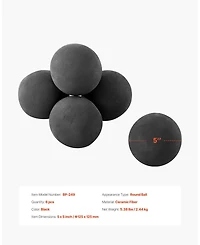Cozito Ceramic Fire Balls, 5 inches 6-Piece Round Fire Stones for Propane Gas Fire Pits