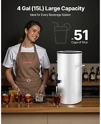 Cozito Iced Tea Dispenser, 4 Gal 15L 304 Stainless Steel Beverage Server