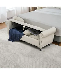 Rainsken Storage Bench for Bedroom, Velvet End of Bed Bench, with Button Tufted Design, Upholstered Ottoman, Entryway