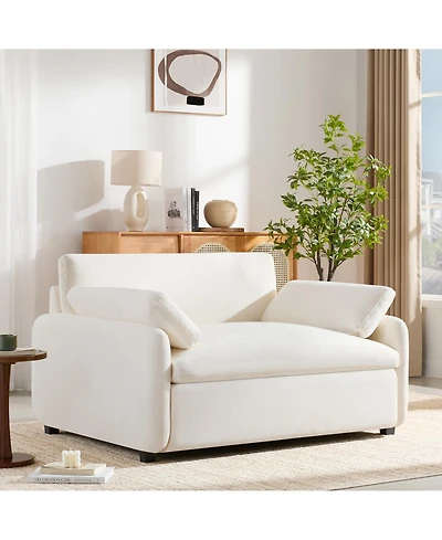 Rainsken Oversized Chenille Single Sofa Chair, 5043" Wide and Deep Seat Accent Chair with Pillows, Comfy Armchair for Living Room, Apartment