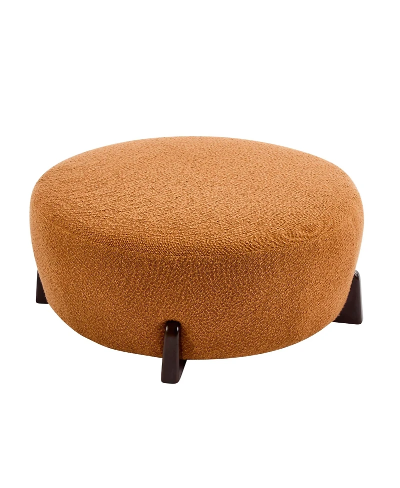 Rainsken Modern Boucle Upholstered Ottoman, Multi-Functional Sofa Footrest with Splayed Rubber Wood Legs for Living Room, Bedroom, Entryway