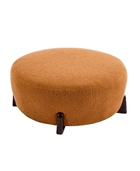 Rainsken Modern Boucle Upholstered Ottoman, Multi-Functional Sofa Footrest with Splayed Rubber Wood Legs for Living Room, Bedroom, Entryway