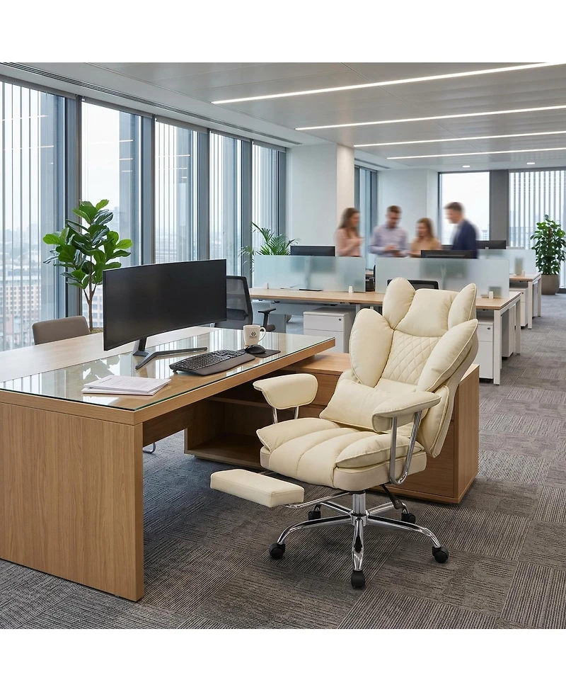 gaomon Ergonomic Desk Chair with Foot Rest and Ergonomic Pocket Spring Lumbar Support,150degree(s)Reclining Adjustable Armrests, Office Chair
