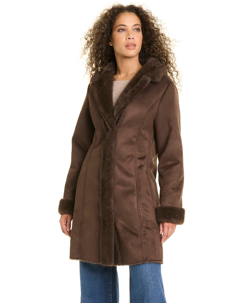 Jones New York Women's Faux Shearling Coat