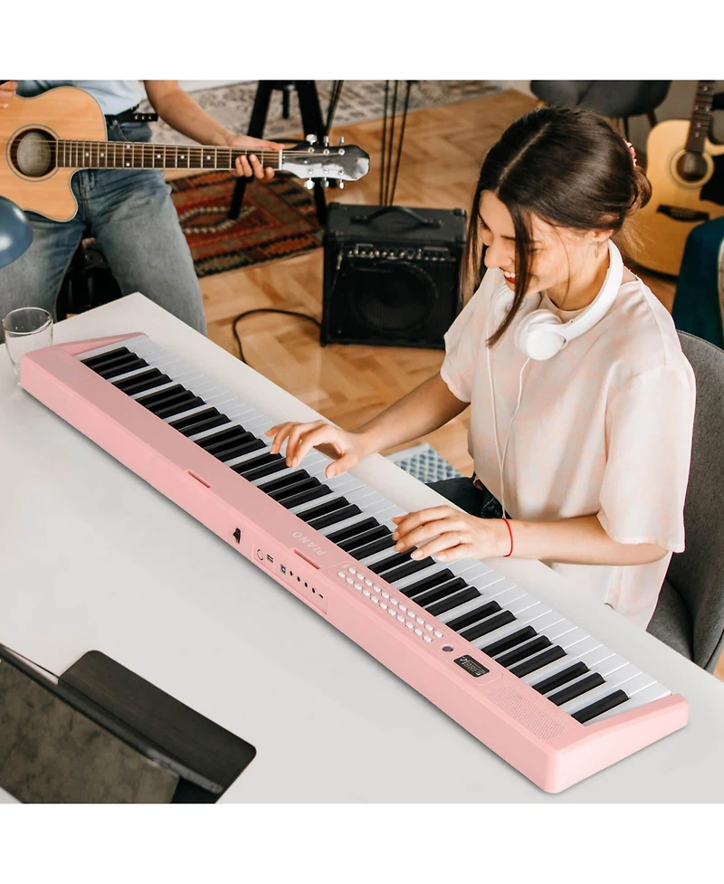 88 Key Folding Piano Keyboard with Wireless Midi Dual Speakers 1000 Timbres