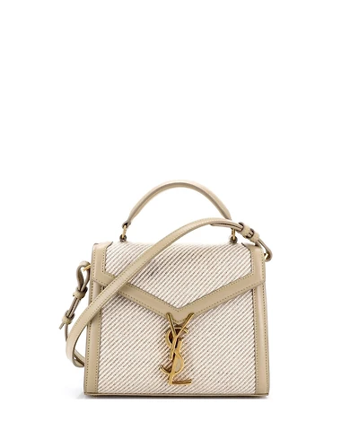 Pre-Owned Saint Laurent Mini Cassandra Top Handle Bag Canvas with Leather