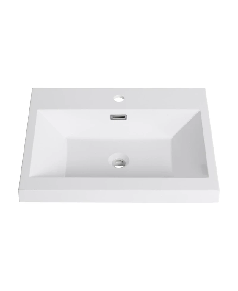 Sillysis Modern Resin Bathroom Sink Top, Rectangular Above Counter Basin, Durable Easy Clean Vanity Sink