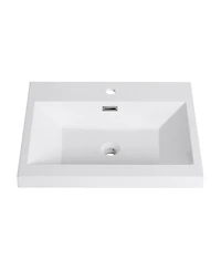 Sillysis Modern Resin Bathroom Sink Top, Rectangular Above Counter Basin, Durable Easy Clean Vanity Sink