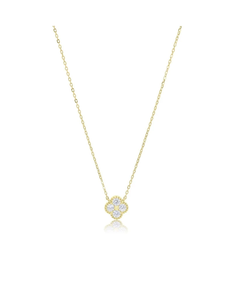 The Lovery Cz Single Clover Necklace 14K Gold-Plated Sterling Silver