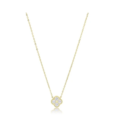 The Lovery Cz Single Clover Necklace 14K Gold-Plated Sterling Silver