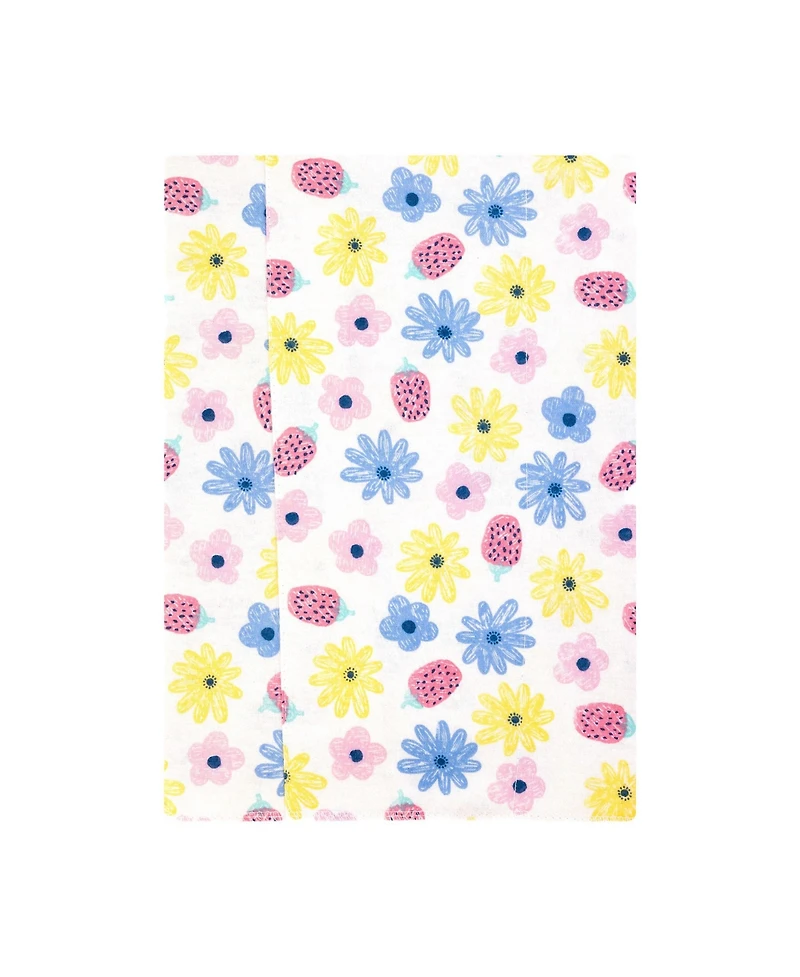 Hudson Baby Girl Cotton Poly Flannel Burp Cloths 7-Pack, Flowers And Strawberries, One Size