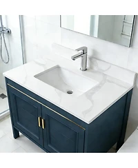 Sillysis Quartz Bathroom Vanity Top with Undermount Sink, Carrara Style, 4" Backsplash, 1 Faucet Hole, 31/37/43 Inch