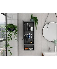 Midola Smokey Oak Rectangle 2-Shelf Medicine Cabinet Wall Cabinet with 1 Door for Bathroom