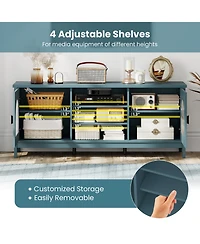 Slickblue Modern Tv Cabinet with Storage Shelves and Dual Cable Holes