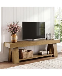 Tribesigns Wooden Tv Stand for Tvs up to 65, Natural Modern Entertainment Center with Lower Open Shelf, 63" Farmhouse TV Media Console