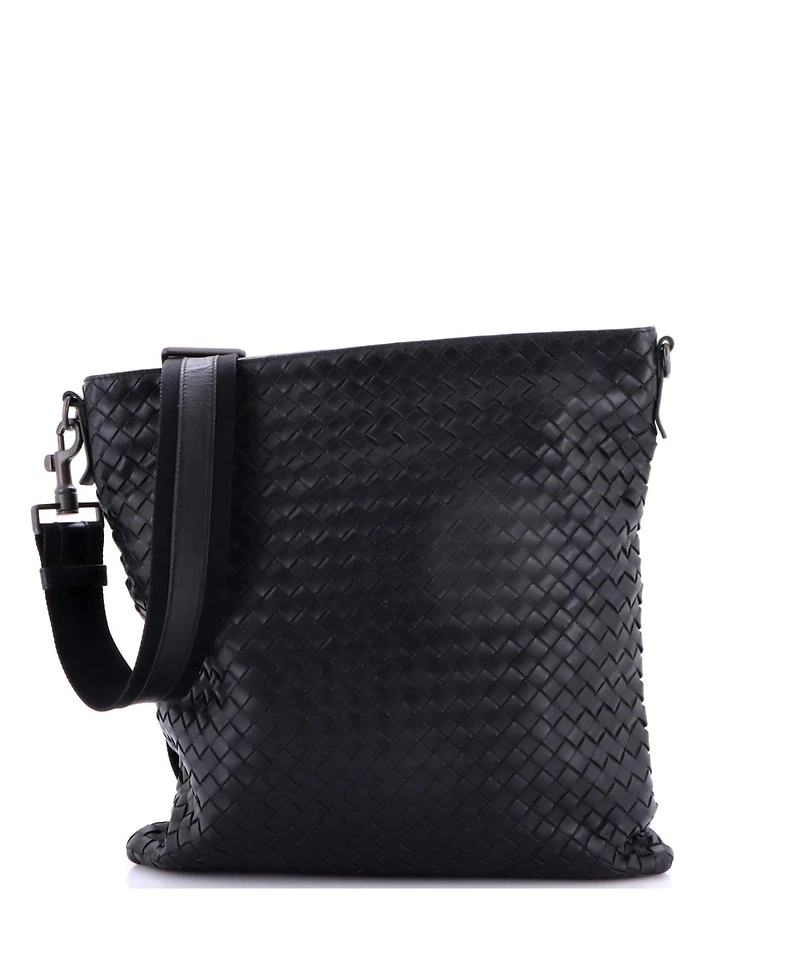 Pre-Owned Bottega Veneta Medium Flat Messenger Bag Intrecciato Nappa