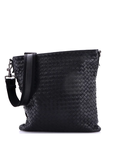 Pre-Owned Bottega Veneta Medium Flat Messenger Bag Intrecciato Nappa
