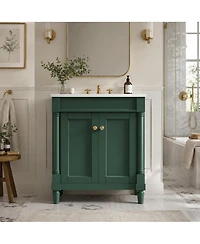 Phying 24 Inch Modern Single Sink Bathroom Vanity 2 Tier Storage Cabinet with Large Open Shelves for Home Bathroom